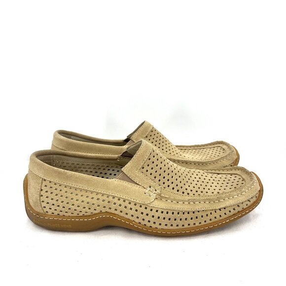 Donald J Pliner Echo 40 Beige Suede Perforated Driving Loafers Men's 7.5 - Picture 1 of 11